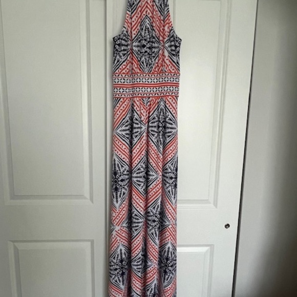 *LIKE NEW* London Times Blue Orange Maxi Dress - Size 8 - Picture 4 of 4